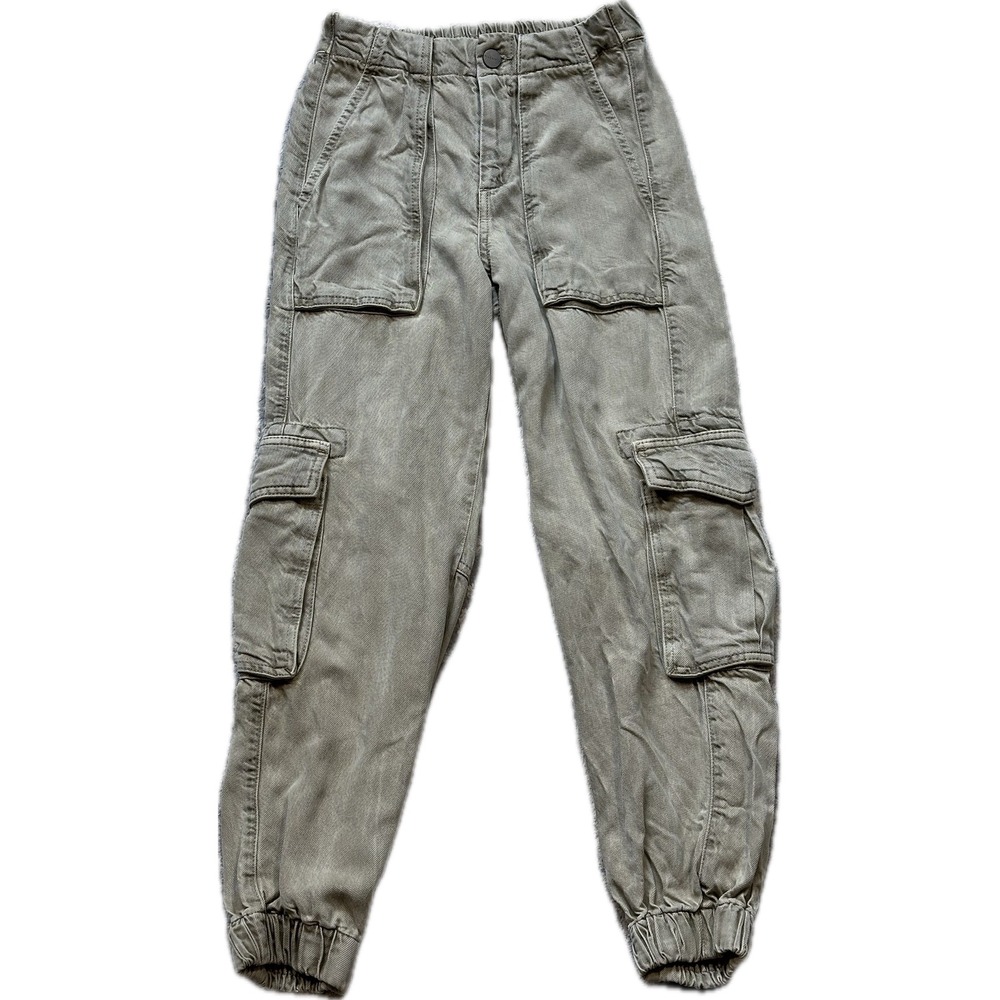 AllSaints Cargo Joggers US 0 Olive Green Utility Tapered Elastic Waist Pants